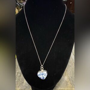 VINTAGE STERLING SILVER HEART PENDANT & 18” NECKLACE JACQUELINE SMILEY~6.1g